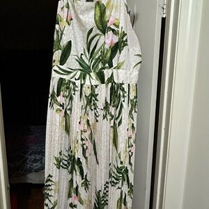 Mlle Gabrielle White and Green Maxi Dress